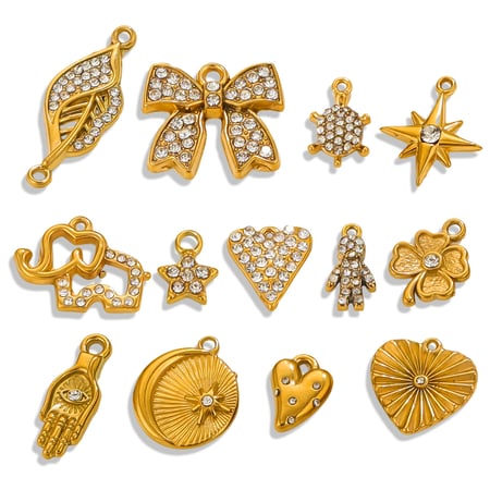 1 paar simple series klassische herz edelstahl  vergoldet strass damen anhänger 2