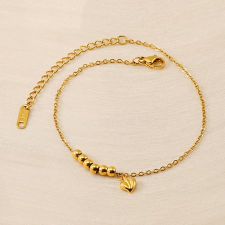 bracelet chaîne pour femme en acier inoxydable plaqué or , série simple, motif cœur classique, 1 pièce