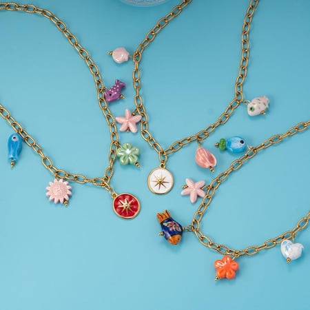 1 Piece Romantic Series Vacation Colorful Ceramic Fish Stainless Steel Gold Color Women's Pendant Necklaces 2