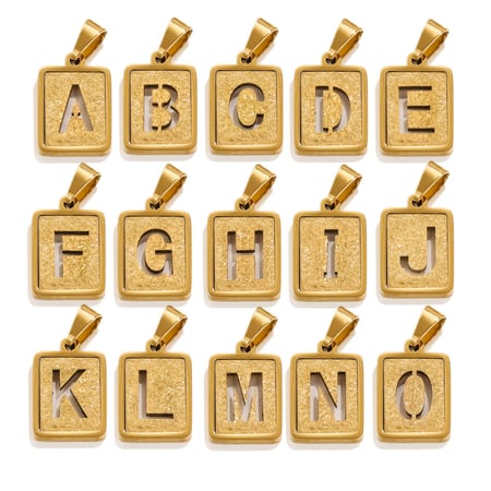 1 par de colgantes unisex de acero de titanio chapados en oro de 18 quilates con letras simples de la serie Simple 2