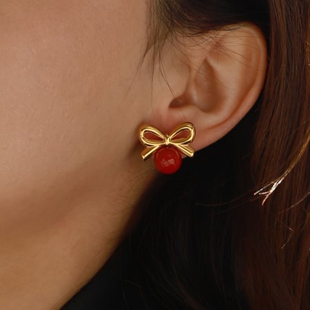 1 Paar romantische Serie Retro Herz Edelstahl vergoldet Damen Ohrstecker 2