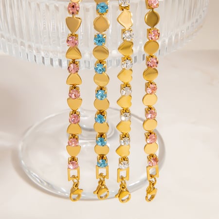 1 Stück Luxuriöse Serie Elegante Herz Titan Stahl Gold Farbe Damen Kettenarmbänder