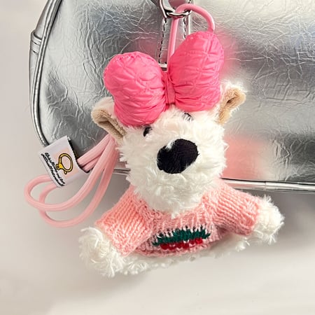 1 Piece Vivid Series Sweet Bowknot Puppy With Sweather Rayon Women's Bag Charms