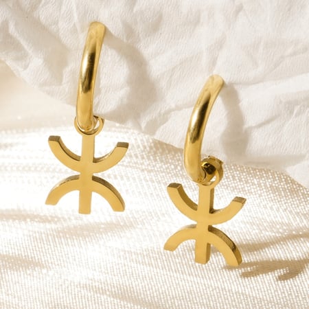 1 Pair Modern Series Sleek Geometric Titanium Steel Gold Color Women's Drop Earrings