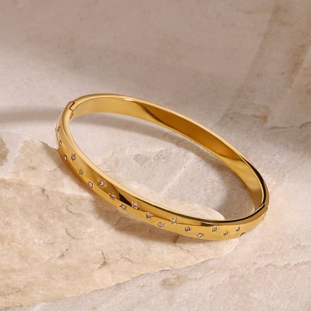 pulseras de mujer de acero inoxidable chapadas en oro con diseño de estrella de , serie romántica, 1 unidad
