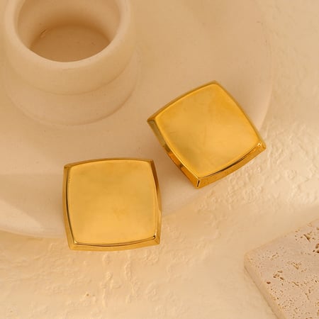 1 Paar Simple Series Einfache viereckige Ohrstecker mit 18 Karat Goldbeschichtung 2