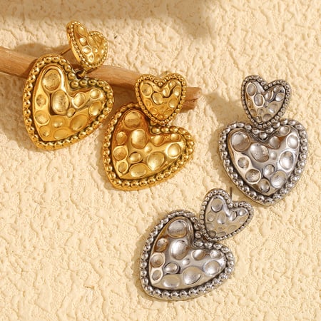 1 Paar romantische Serie süße Liebe/Herzform Edelstahl Gold Farbe Damen Ohrstecker 2