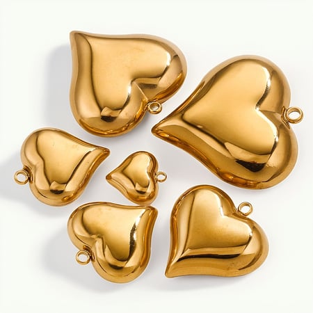 1 Piece Romantic Series Sweet Heart Stainless Steel Gold Color Women's Pendants 2