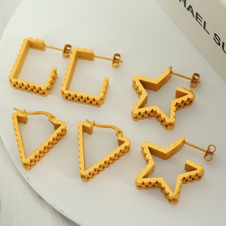 1 pair simple series simple geometric stainless steel  gold plated women hoop earrings 2