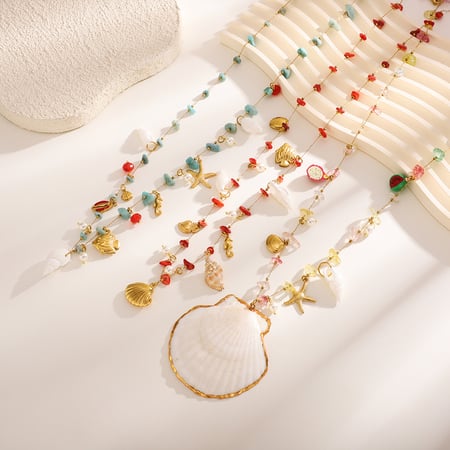 1 Piece Vacation Shell Stainless Steel Natural Stone Women's Waist Cha 2