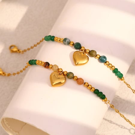 Retro Heart Stainless Steel Beaded Bracelets 2