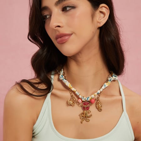 Colliers à pendentif pour femme en acier inoxydable couleur or, série Organisme marin 2