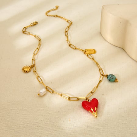 Retro Heart Stainless Steel  Gold Color  Women's Pendant Necklaces 2