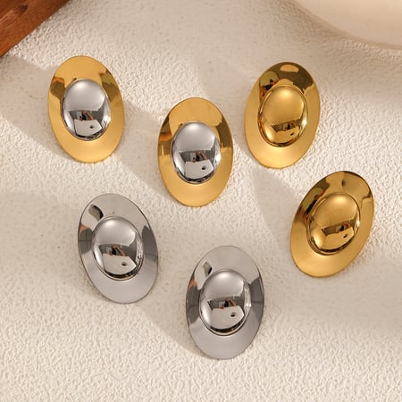 Geometric Stainless Steel Gold Color Stud Earrings 2