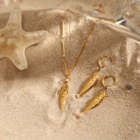 Niedliche Ohrringe mit Fisch-Motiv, Edelstahl, goldfarben
