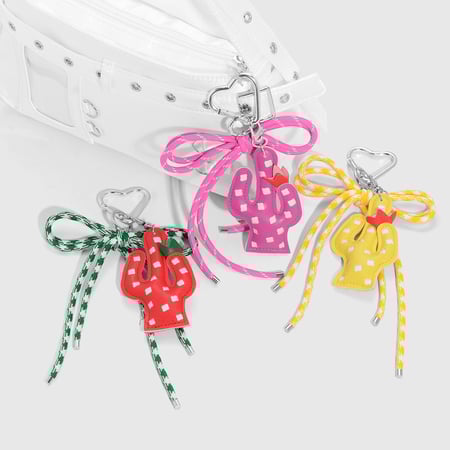 Cute Cactus Bow Knot Bag Charms 2
