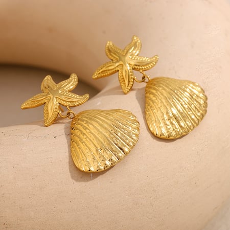 Boucles d'oreilles tendance en acier inoxydable pour femme, série Ocean Starfish