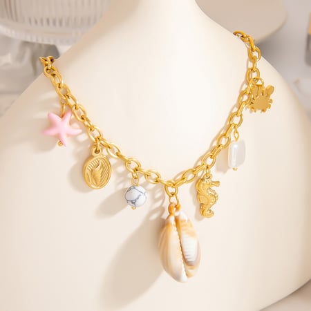 Oceanic Stainless Steel Gold Color Pendant Necklaces