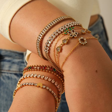 Bracelets pour femme en acier inoxydable incrustés de pierres précieuses orientées, design léger et luxueux 2