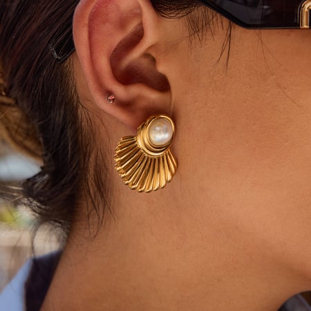 Retro Edelstahl Gold Farbe Ohrstecker 2