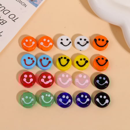 1 Piece Cute Smiling Face Glass DIY Jewelry Beads 2