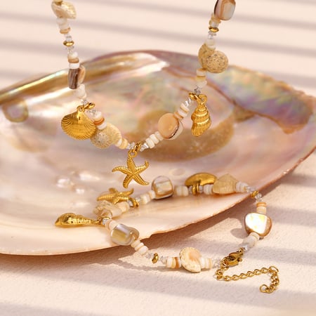 Oceanic Stainless Steel Gold Color Beaded Bracelets