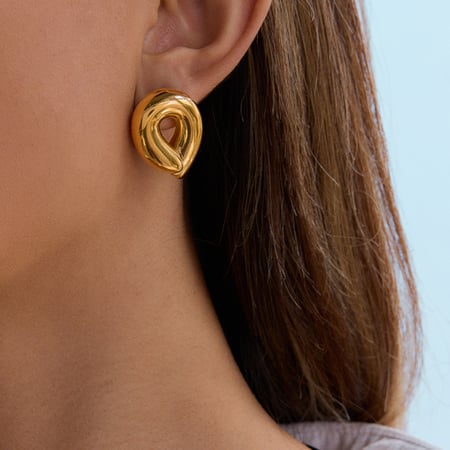 1 Pair Simple Stainless Steel Gold Color Women's Stud Earrings 2