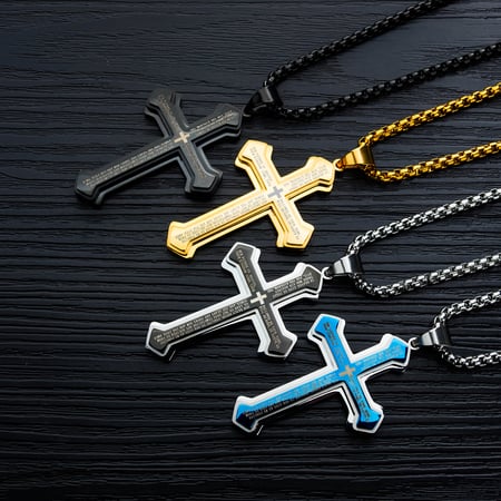 1 Piece Industrial Cross Stainless Steel Men's Necklaces 2