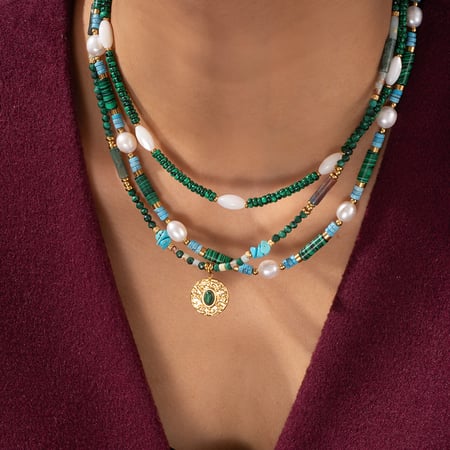 Bohemian Geometric Malachite Women's Beaded Necklaces 2