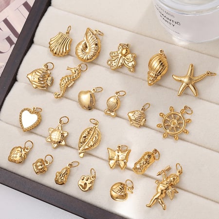 Marine Organism Titanium Steel Gold Color Hollow Women's Pendants 2