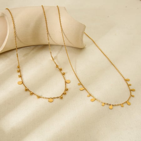 Simple Series Drop - shaped Gold - colored Stainless Steel Women's Necklaces 2