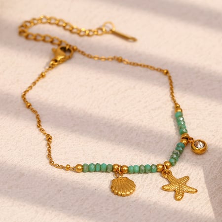Oceanic Stainless Steel Gold Color Charm Bracelets