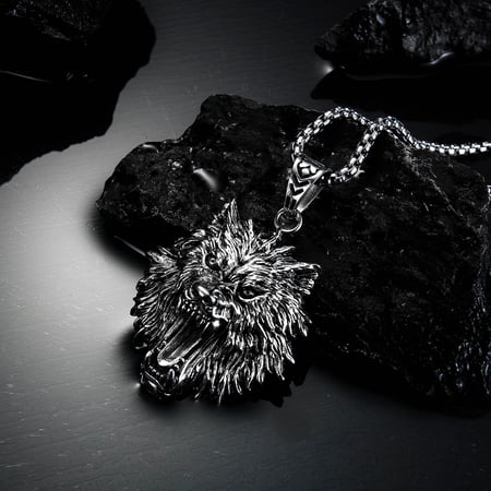 1 Piece Distinctive Wolf Head Stainless Steel Men's Necklaces 2