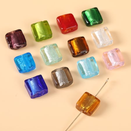 Sparkling Square Colorful Glass DIY Jewelry Beads 2