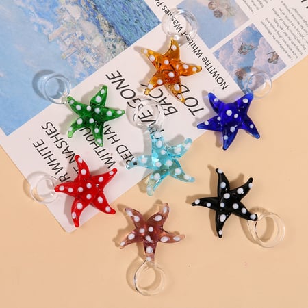 Oceanic Wave Point Starfish Glass DIY Women's Pendants 2