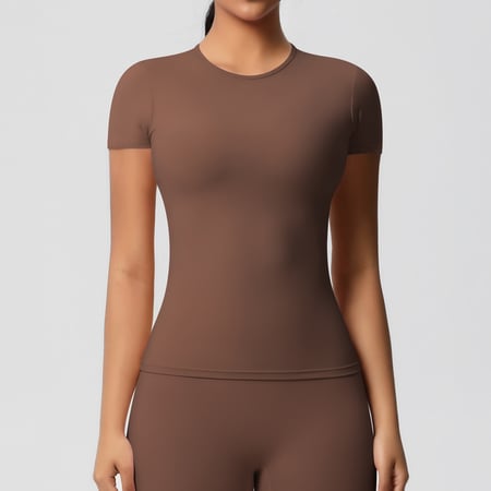 1 Piece Solid Color Skinny Athletic Cycling Yoga T-Shirt Women’s Sport Cloth