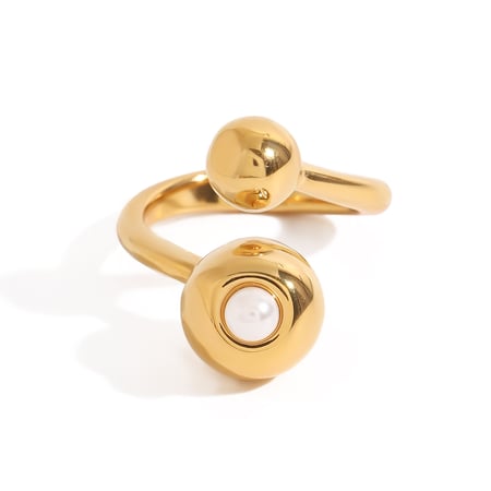1 Piece Simple Series Stainless Steel Gold Color Women's Adjustable Rings 2