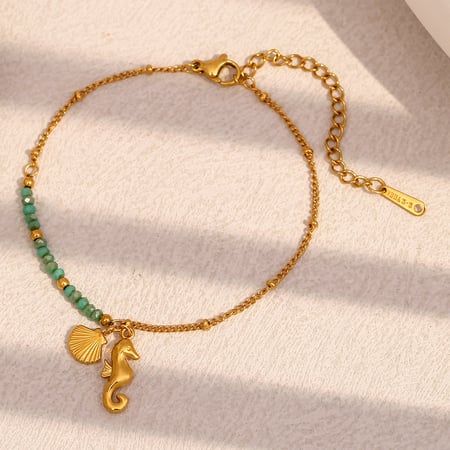 Seahorse Stainless Steel Gold Color Charm Bracelets 2