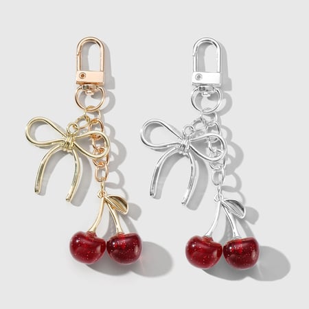Sweet Bow Knot Cherry Bag Charms 2