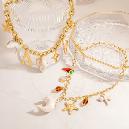 Oceanic Stainless Steel  Gold Color Pendant Necklaces 2