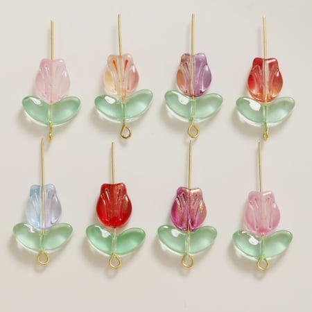 Exquisite Natural Tulip Glass DIY Jewelry Beads 2