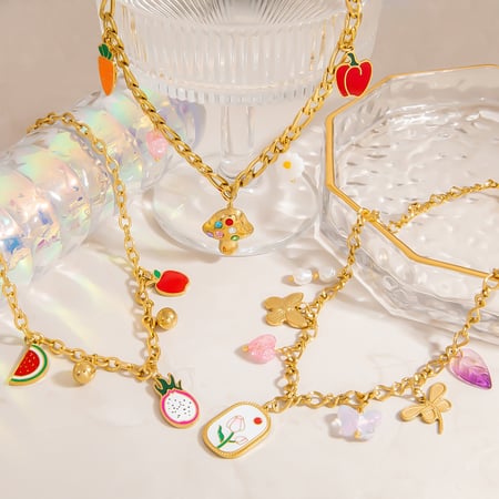 Cute Fruit Stainless Steel Gold Color Pendant Necklaces 2