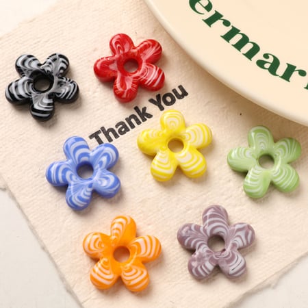 1 Piece Stripe Flower Glass DIY Women's Pendants