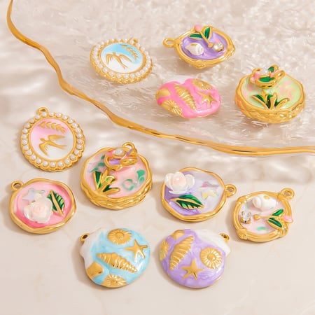 Romantic Flower Stainless Steel Gold Color Pendants 2