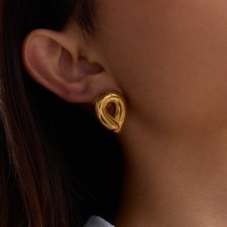 1 Pair Simple Stainless Steel Gold Color Women's Stud Earrings