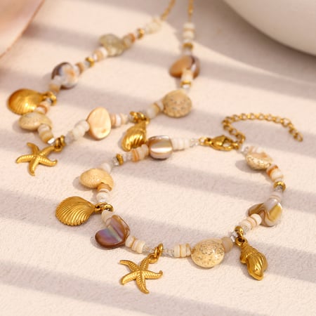 Oceanic Stainless Steel Gold Color Beaded Bracelets 2