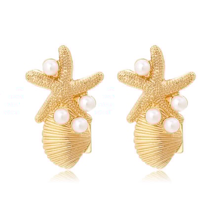 1 Pair Vacation Style Alloy Starfish Shell Earrings 2
