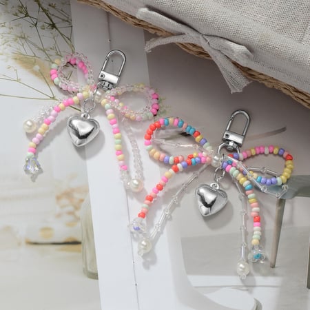 Colorful Beaded Bow Knot Bag Charms 2