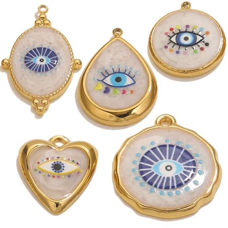 Colgantes de acero inoxidable con forma de ojo colorido retro para mujer