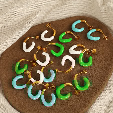 Colorful Stainless Steel Hoop Earrings 2